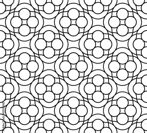 Black and white geometric seamless pattern with wavy line.