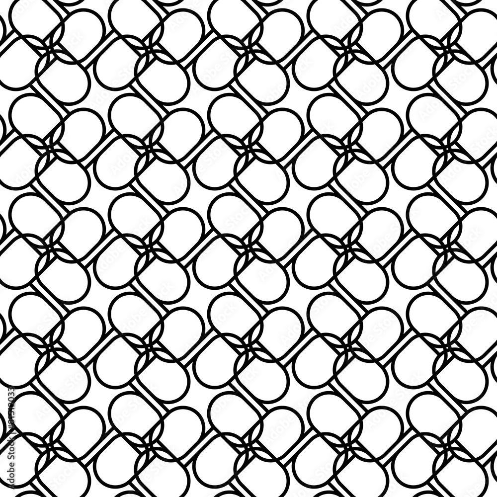 Fototapeta premium Black and white geometric seamless pattern with line and oval.