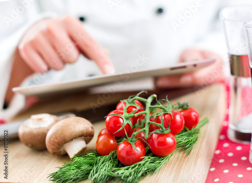 Chef searching for recipe