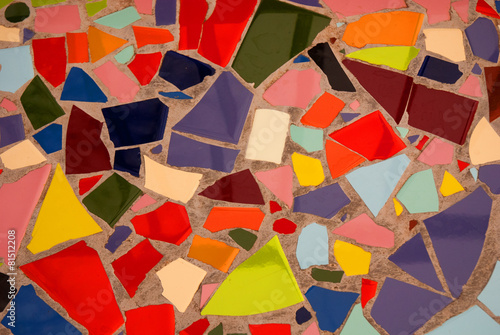 floor pattern of tile shards of assorted colors