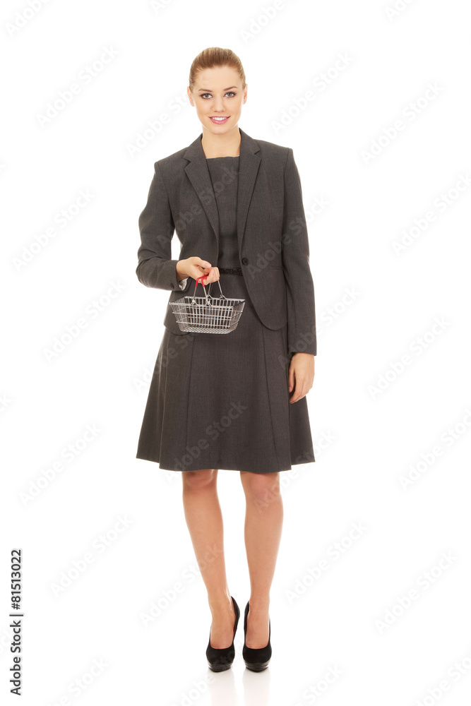 Businesswoman with shopping cart.
