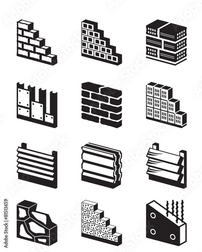 Construction materials for walls - vector illustration