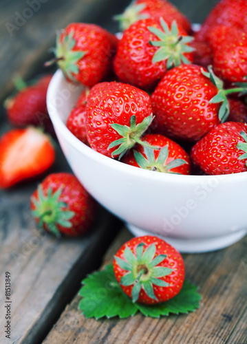 Strawberries on a wooden.