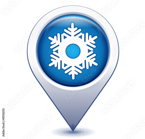 froid flocon sur marqueur géolocalisation bleu