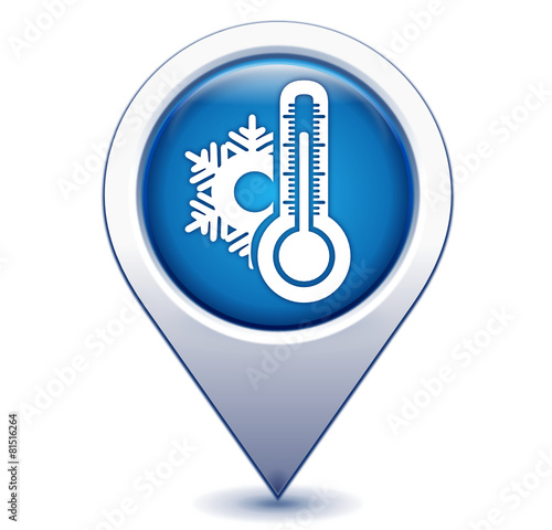 froid thermomètre sur marqueur géolocalisation bleu