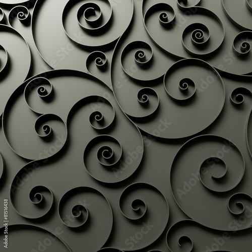 abstract curly background, quilling ribbons, black spiral lines