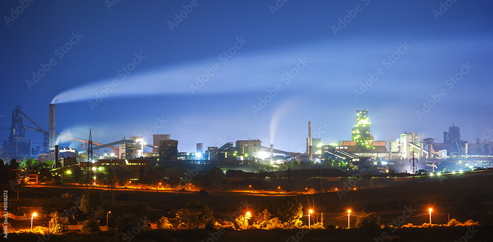steel plant at night