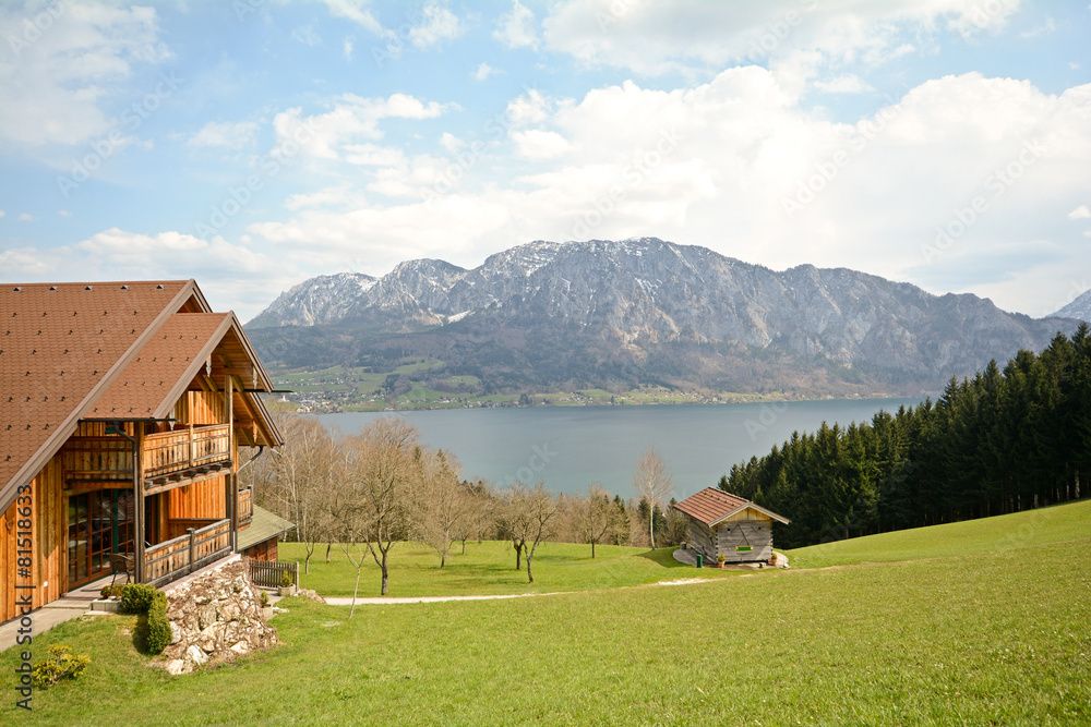View over the lake Attersee, Salzburger Land - Alps Austria