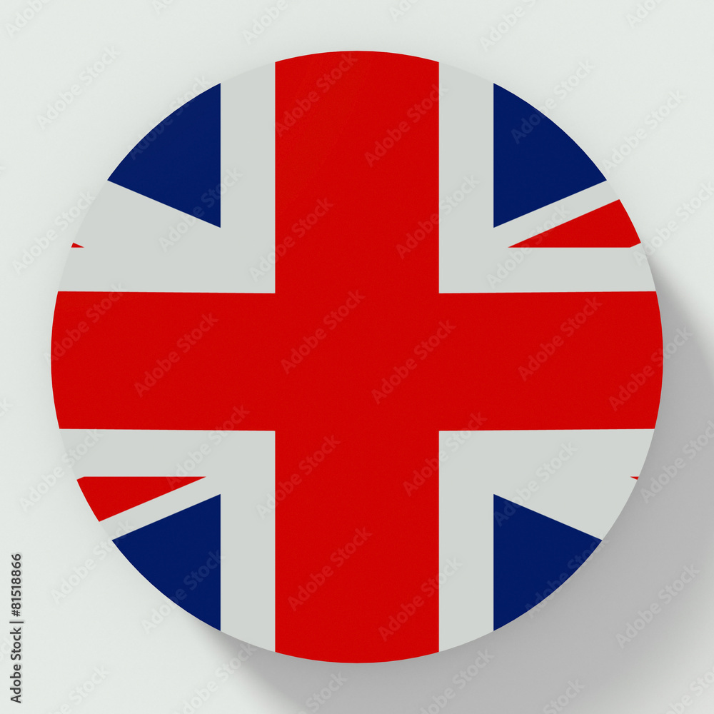 Fototapeta premium Button United Kingdom flag isolated on white background