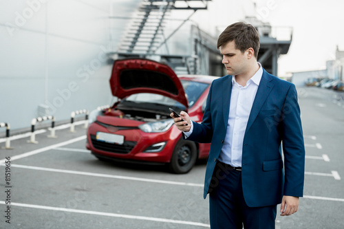Wallpaper Mural young man calling technical car service Torontodigital.ca
