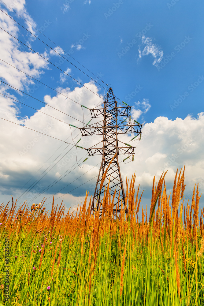 Obraz premium High voltage line and cloudy sky