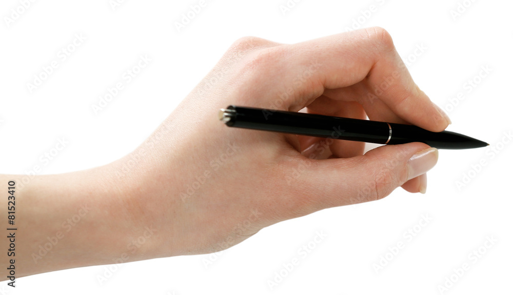 Male hand with pen isolated on white Male hand with pen isolated on white
