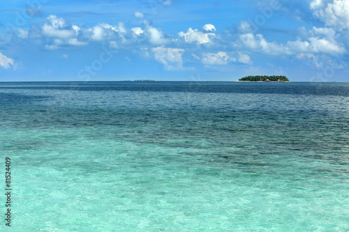 View of beautiful blue ocean water and island