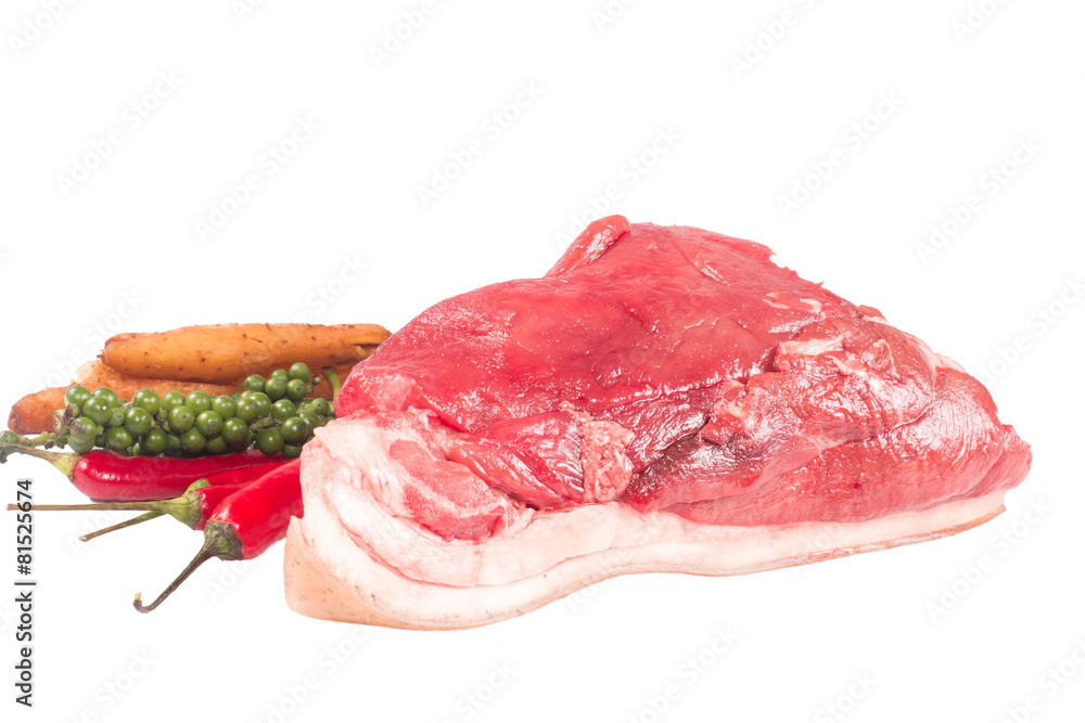 pork and spices Before cooking isolate on white pork and spices Before cooking isolate on white