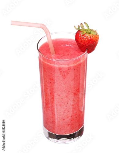 healthy glass of smoothies strawberry flavor isolated on white b