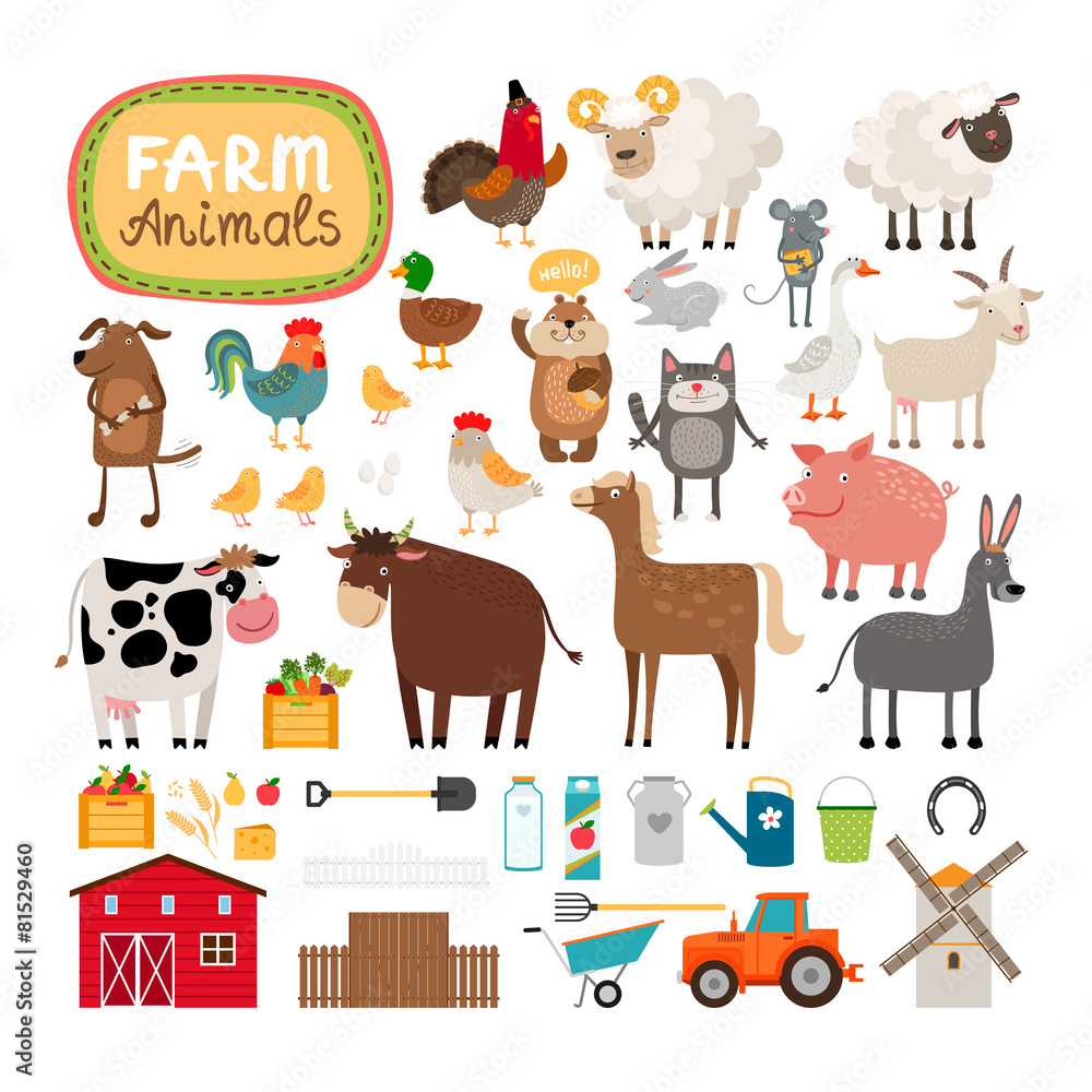 Vector farm animals - obrazy, fototapety, plakaty 