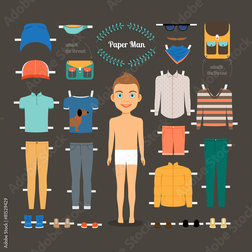 Paper doll man template photo