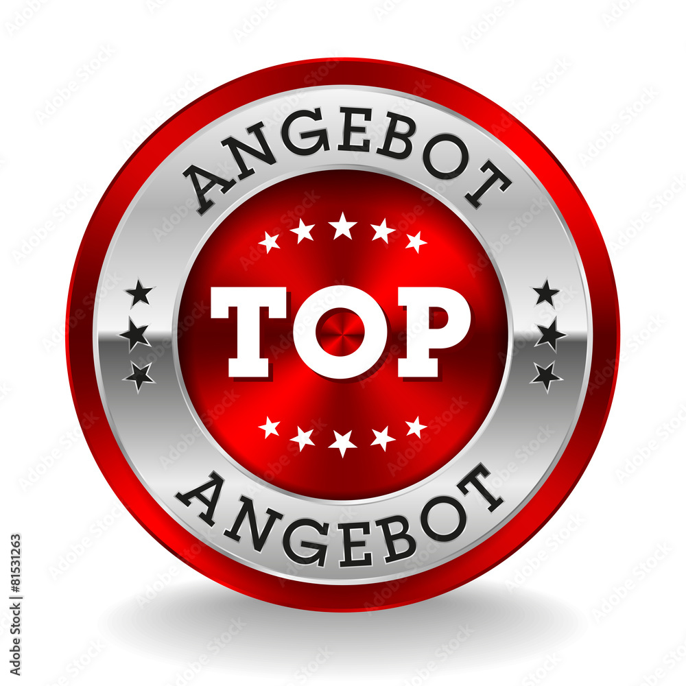 Roter Top Angebot Siegel Mit silber Rand Roter Top Angebot Siegel Mit silber Rand