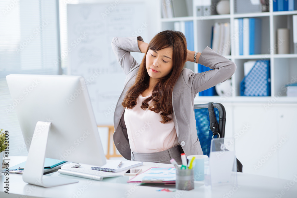 Stretching office worker Stretching office worker