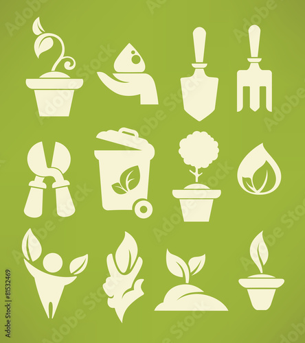 all for your gardening, icon and emblem set
