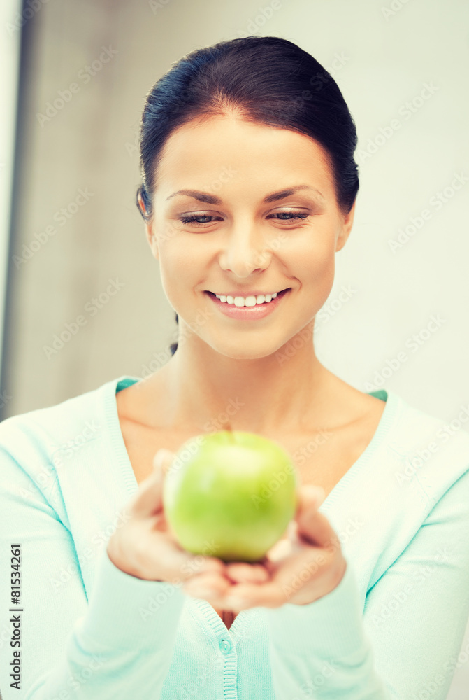lovely housewife with green apple lovely housewife with green apple