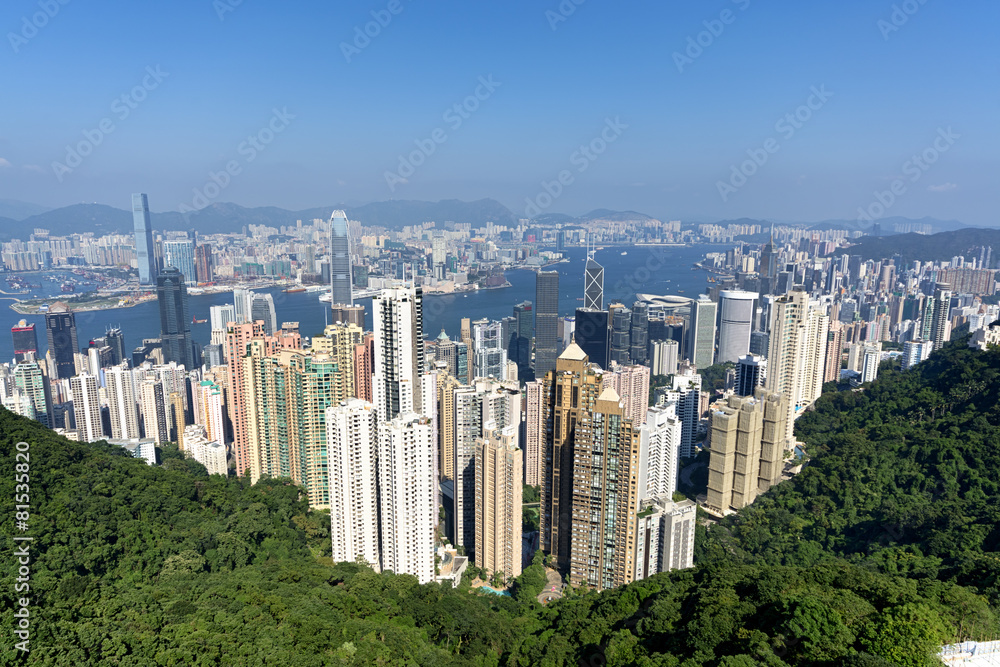 Fototapeta premium Hong Kong skyline view from the Victoria Peak.