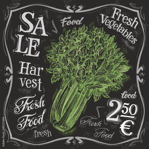 celery vector logo design template.  fresh vegetables, food or