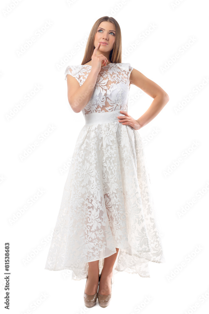 Young woman in a white dress