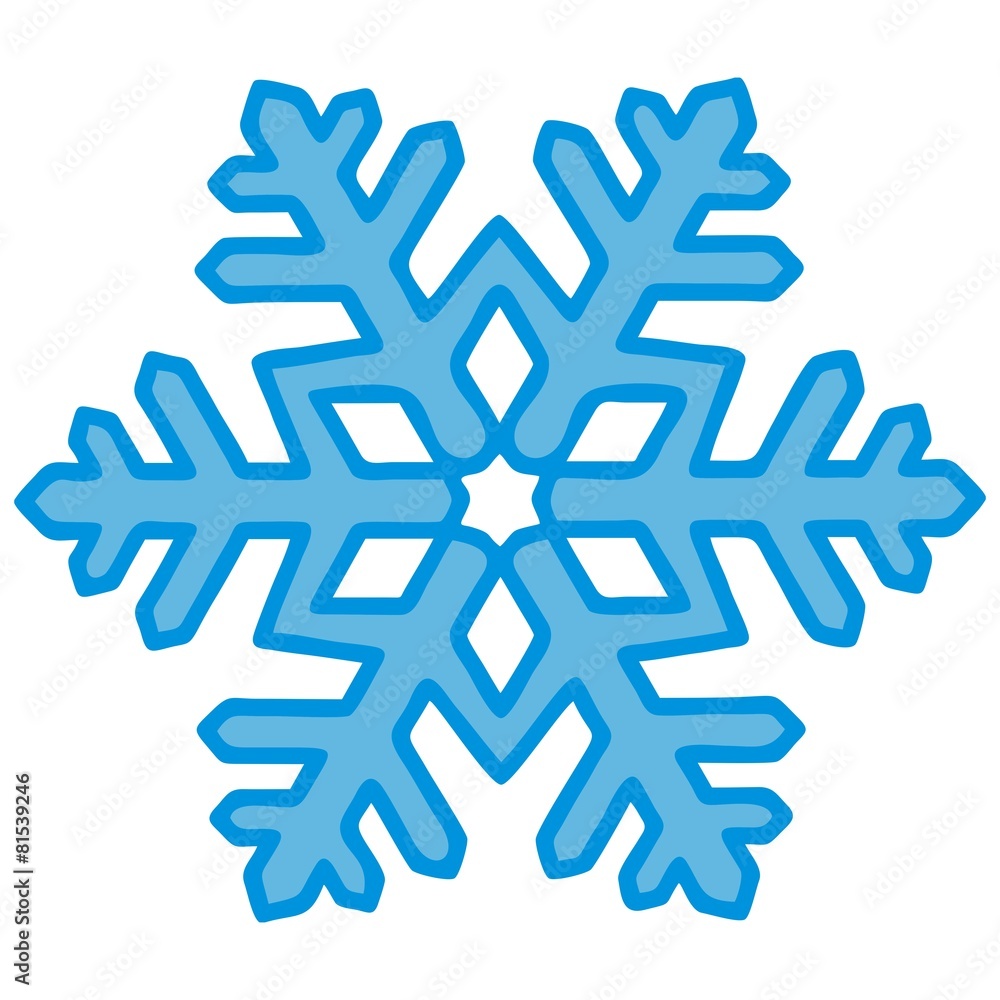 snowflake, blue contour snowflake, blue contour