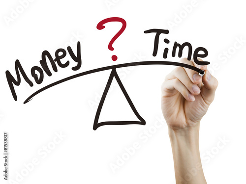 balance between time and money written by hand