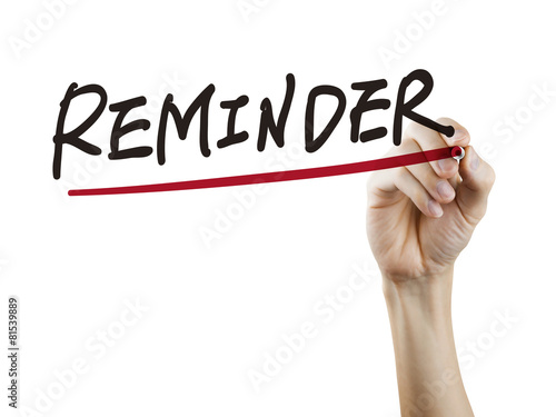 reminder word written by hand