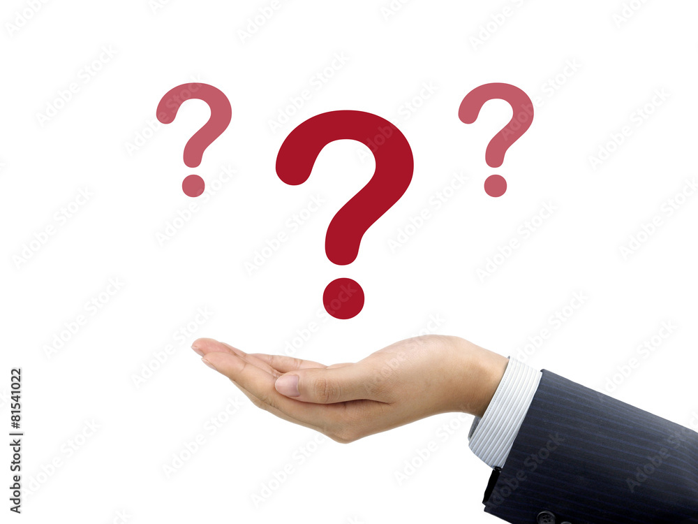 question mark icon holding by businessman's hand question mark icon holding by businessman's hand