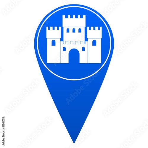 Castle blue map pointer - illustration