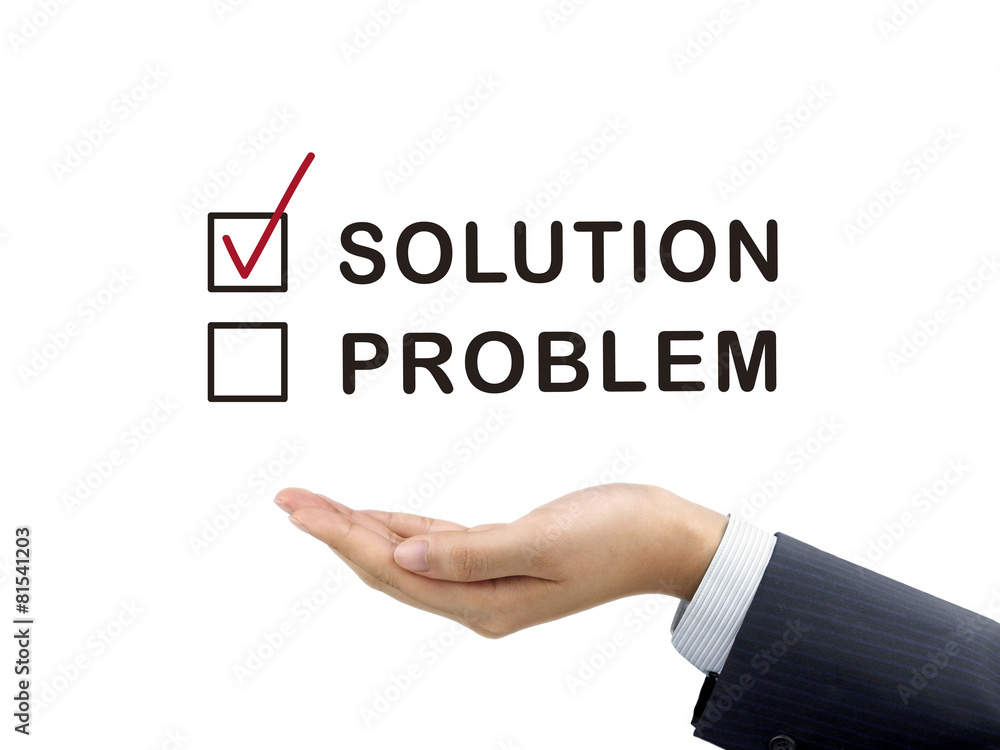 solution chosen by businessman's hand solution chosen by businessman's hand