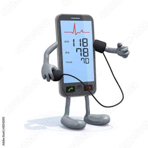 smartphone with arms and legs measure blood pressure