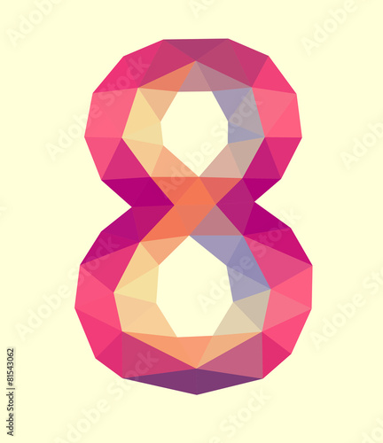 low poly polygon number digit eight