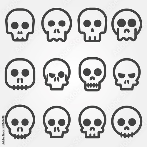 Cartoon skull vector icon set
