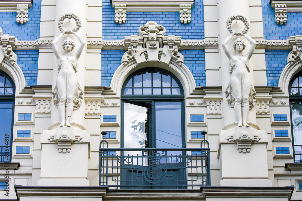 Jugendstil house in Riga, Latvia - obrazy, fototapety, plakaty 