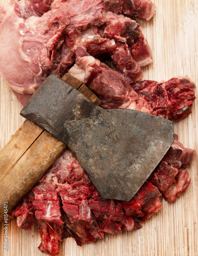 meat cutting ax photo