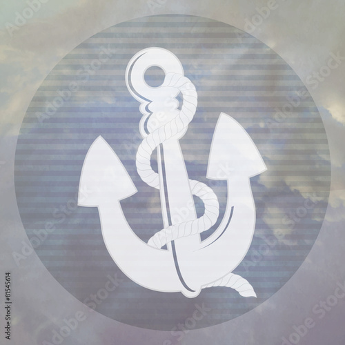 Anchor in fog and clouds on a vintage textured paper vector back