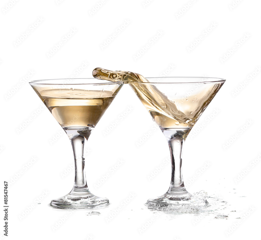two wine swirling in a goblet martini glass, isolated two wine swirling in a goblet martini glass, isolated