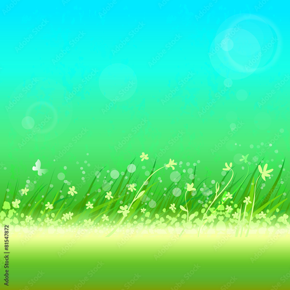 Obraz premium Summer sky with grass frame for your text