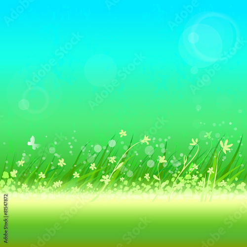 Summer sky with grass frame for your text