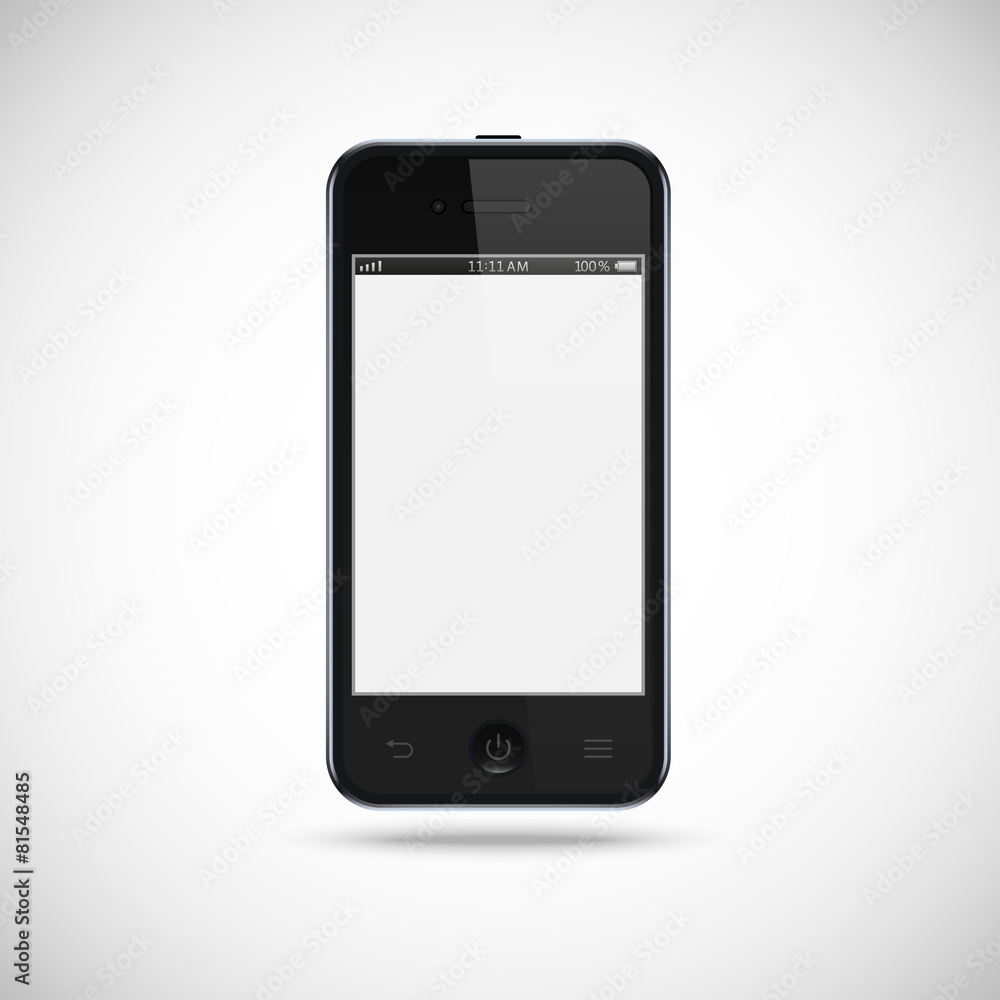 Realistic black smartphone with a touch screen Realistic black smartphone with a touch screen