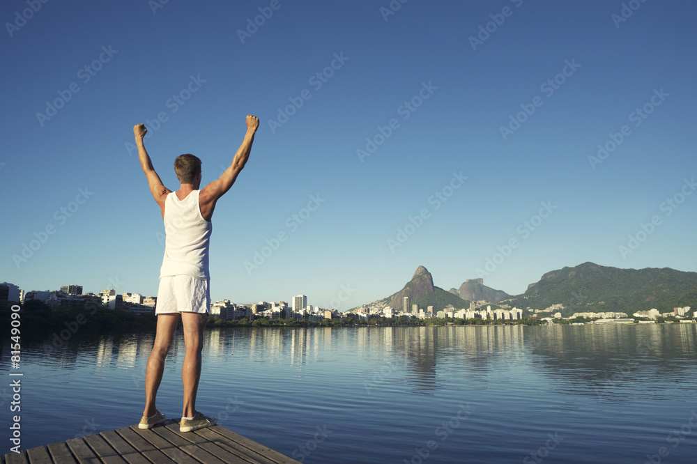 Athlete Standing Arms Raised Rio de Janeiro