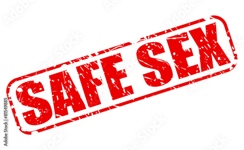 Safe sex red stamp text