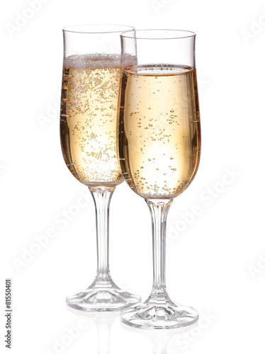 Two glasses with champagne. 