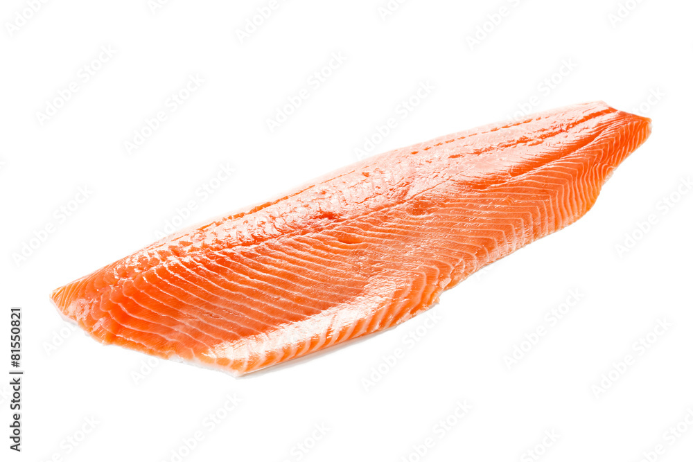 Raw salmon fillet on white background Raw salmon fillet on white background