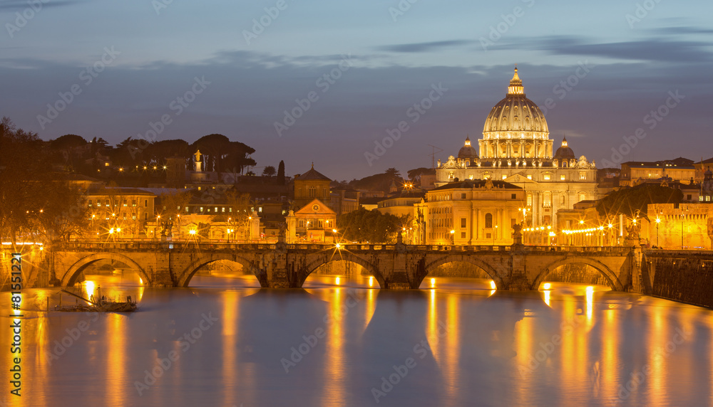 Rome - Angels bridge and St. Peters basilica