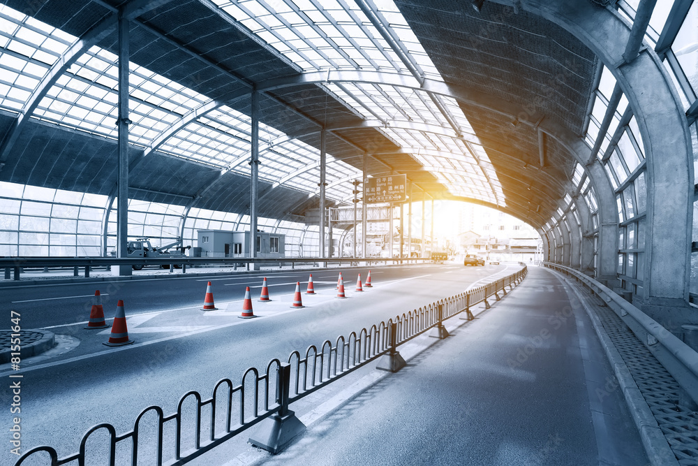 Naklejka premium urban tunnel with steel roof